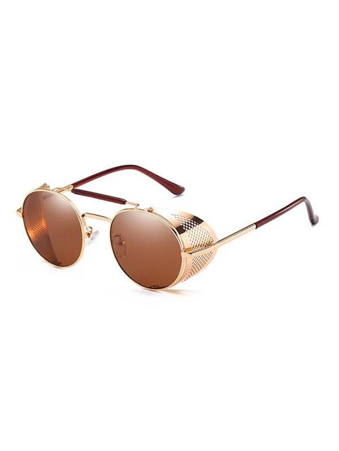 Round Wrap Metal Hollow Sunglasses