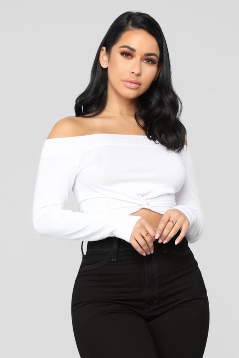 Tag Me In Off Shoulder Top - White