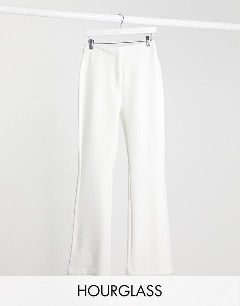 Asos Design Hourglass Tux Suit Kick Flare Trousers-white