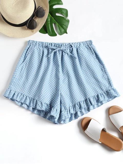 Pantalones Cortos Con Volantes De Lunares