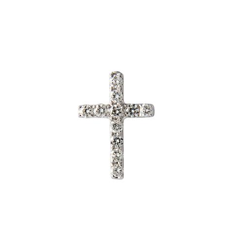 Pendiente Cruz Diamantes Oro Blanco 0,045 Ct