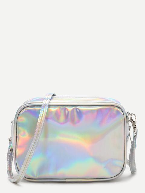 Silver Casual Pu Crossbody Bag