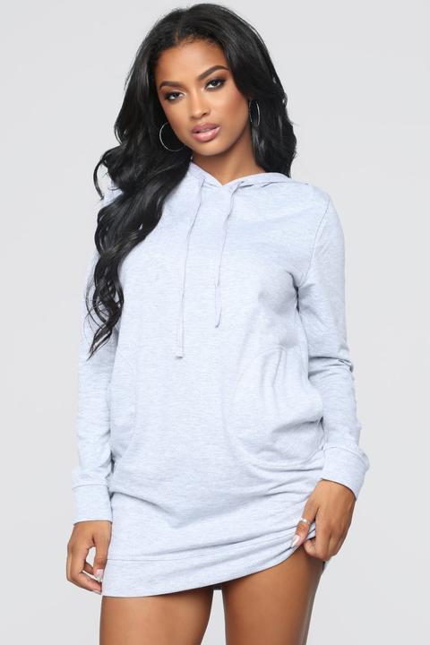 Terran Pullover Sweatshirt Dress - Heather Grey