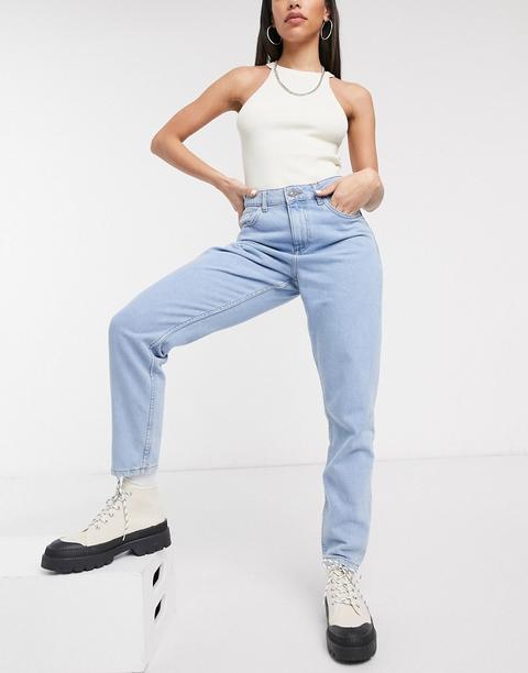 Noisy May Mom Jeans In Light Wash-blue