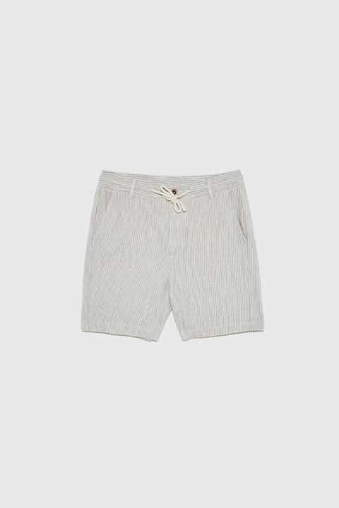 Striped Textured Weave Shorts