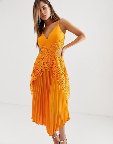 asos orange midi dress