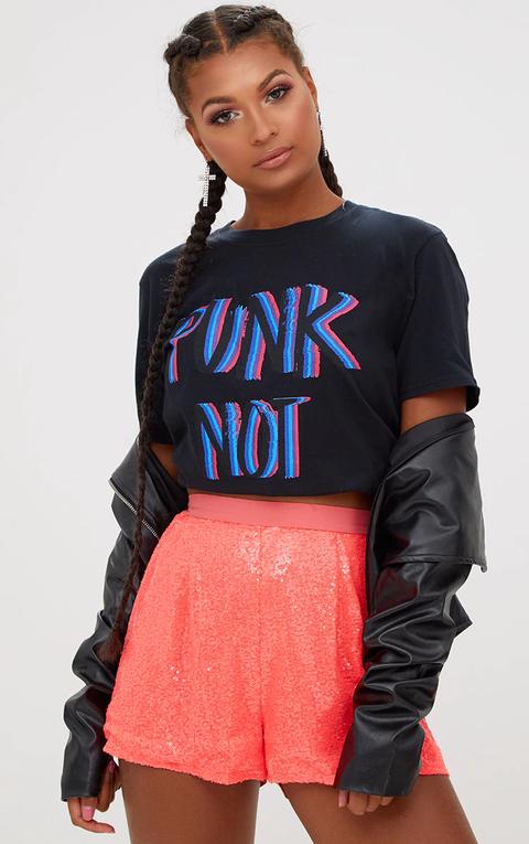 Coral Sequin Shorts, Orange