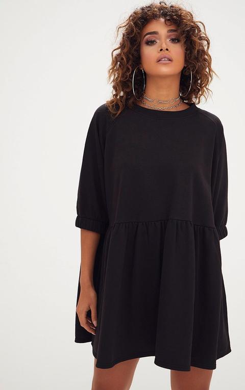 Black Smock Sweater Dress, Black