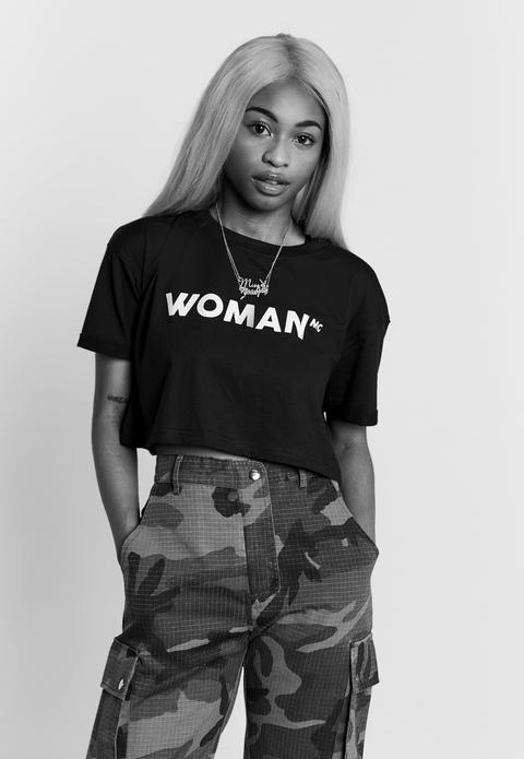 Makeherstory Black Slogan Cropped Tshirt