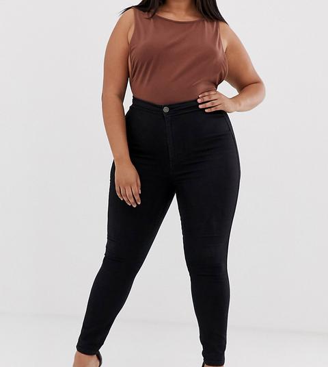 Jeggings Vaqueros De Talle Alto En Negro Limpio Rivington De Asos Design Curve