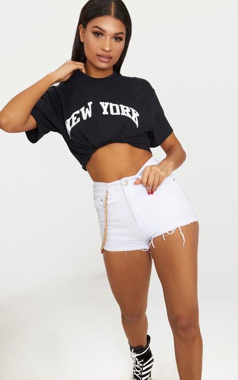 Black New York Slogan Oversized T Shirt