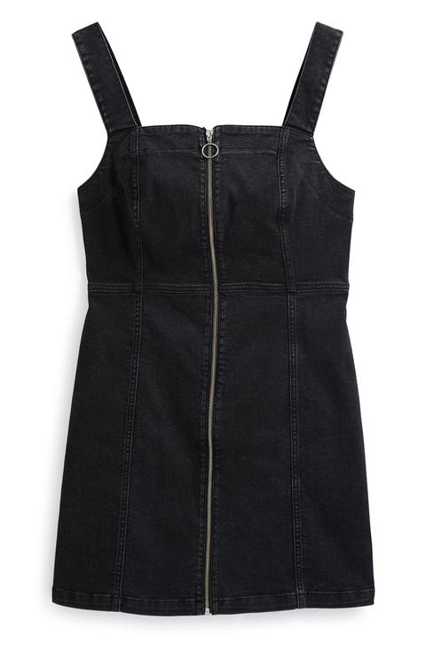 Black Zip Denim Dress