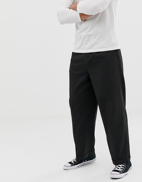 Asos Design Wide Leg Smart Trousers In Black