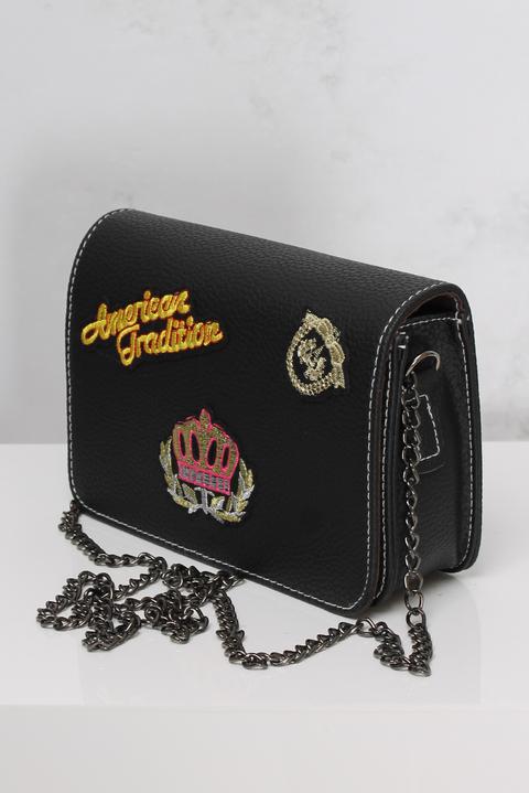 Black Badge Detail Chain Strap Bag