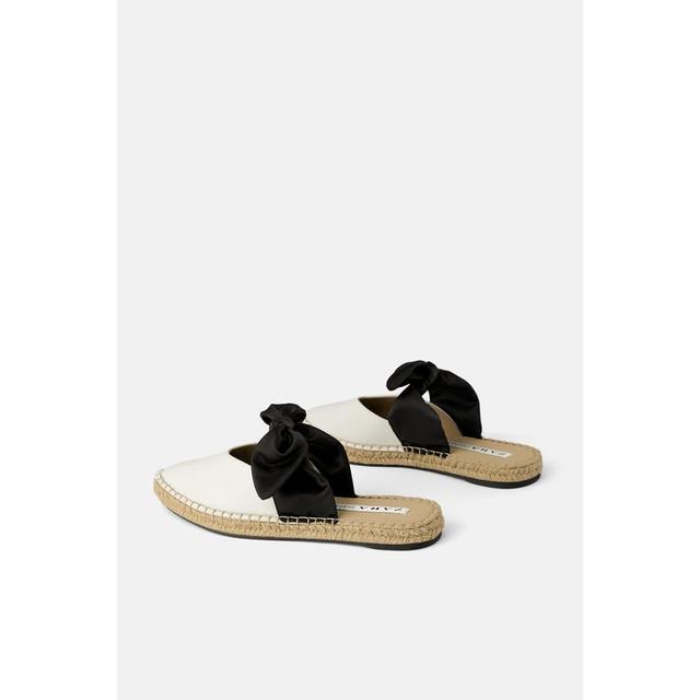 zara natural mules with bow
