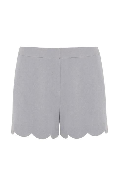 Grey Crepe Scallop Short