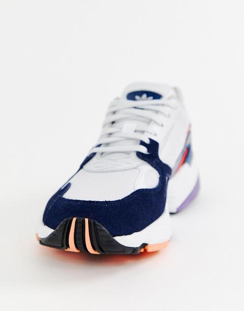 adidas originals white and navy falcon trainers