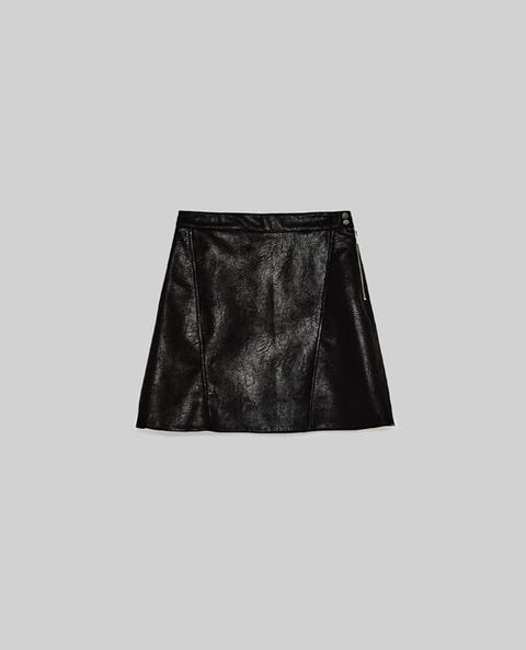 zara black leather mini skirt
