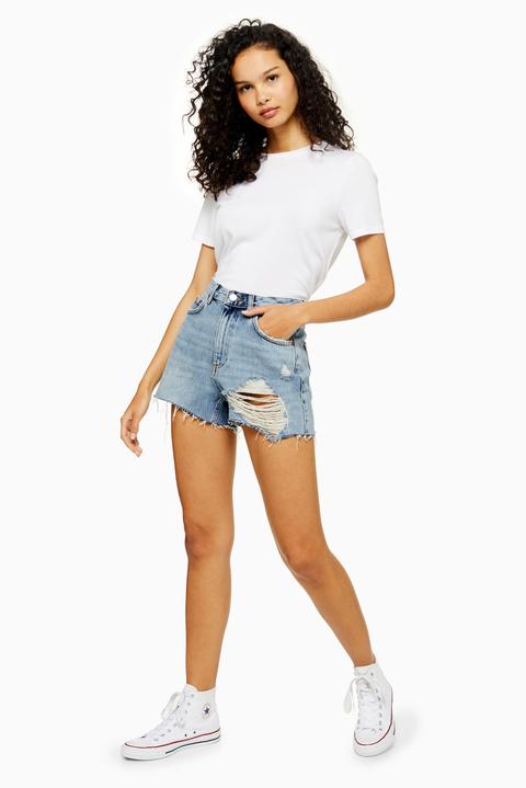 Womens Bleach Ripped Mom Shorts - Bleach Stone, Bleach Stone