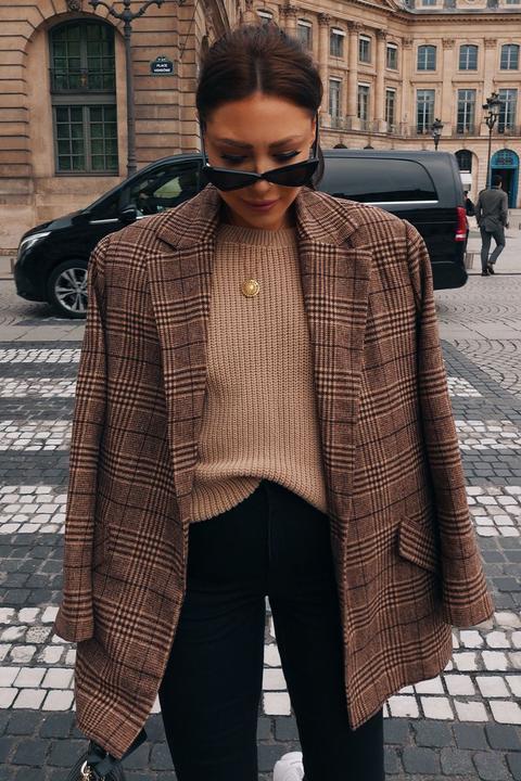 Brown Blazers - Lorna Luxe Brown Check 'bonnie & Clyde' Co-ord Blazer