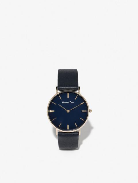 Reloj Con Correa De Piel Azul