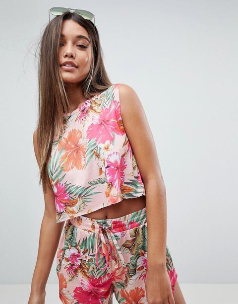 Asos Design Tropical Tank Jersey Co Ord Tee