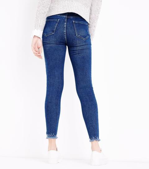 Blue Ripped Skinny Hallie Jeans New Look