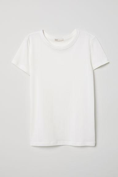 H & M - Top In Jersey Di Misto Seta - Bianco