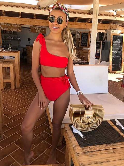 Twyla One Shoulder Bikini - Red