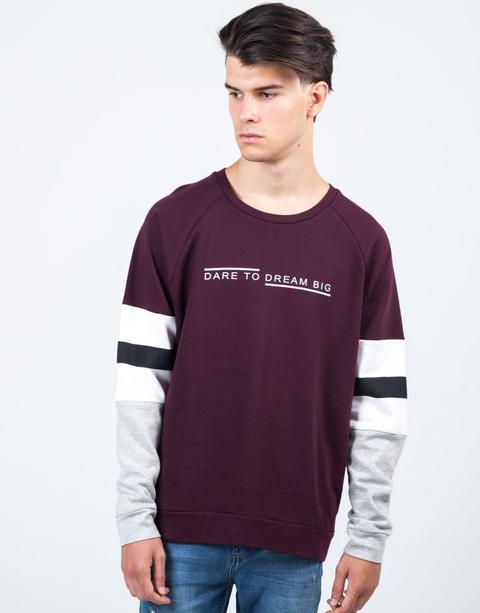 Sudadera Texto Bandas Vino