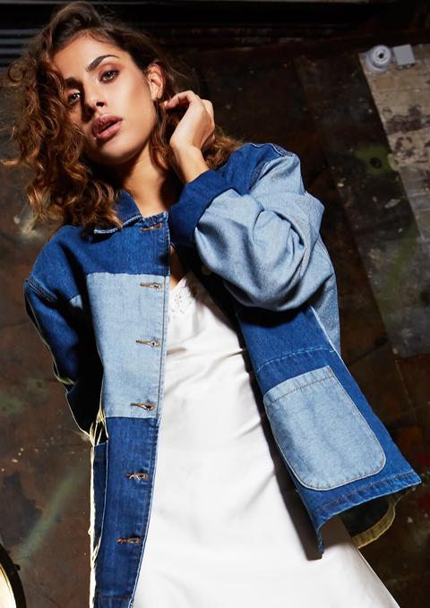 Nahla Blue Patchwork Denim Jacket
