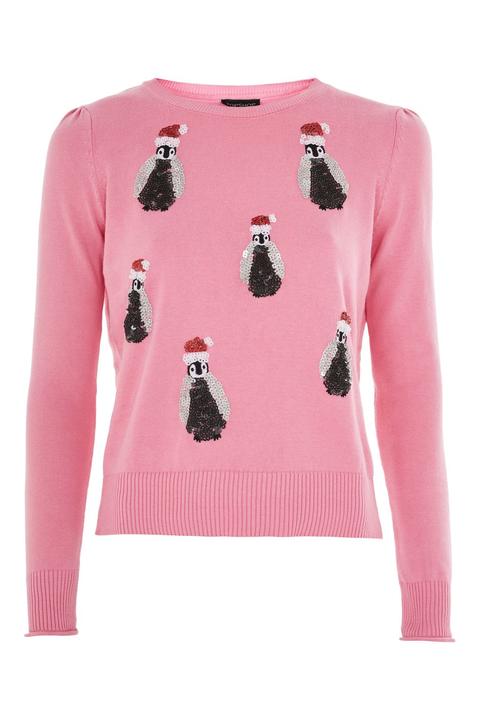 Christmas Sequin Penguin Jumper