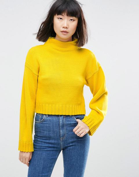 Asos - Maglione Pesante Corto Con Collo Alto - Giallo