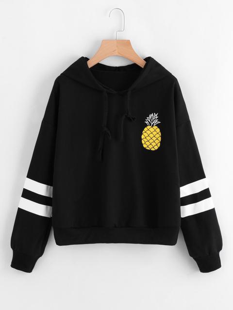 Felpa Con Cappuccio Con Stampa Di Ananas