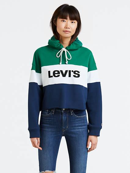levis raw cut cb crop hoodie