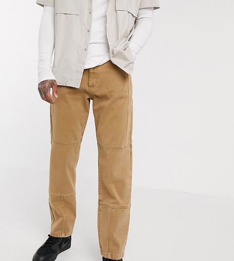 Collusion Seam Detail Straight Leg Jeans In Camel-brown