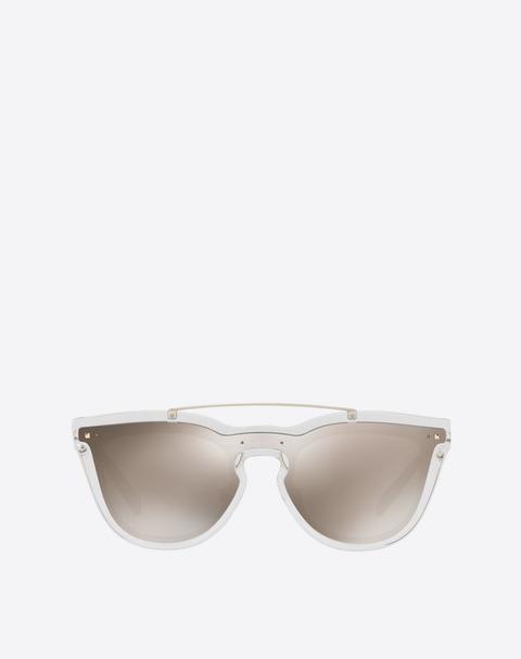 Peaked Square Metal Sunglasses With Mirrored Lens