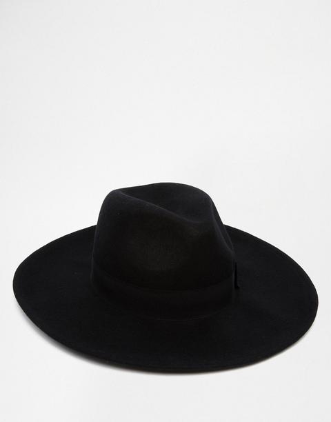 Sombrero Fedora De Fieltro Negro Con Ala Ancha De Asos