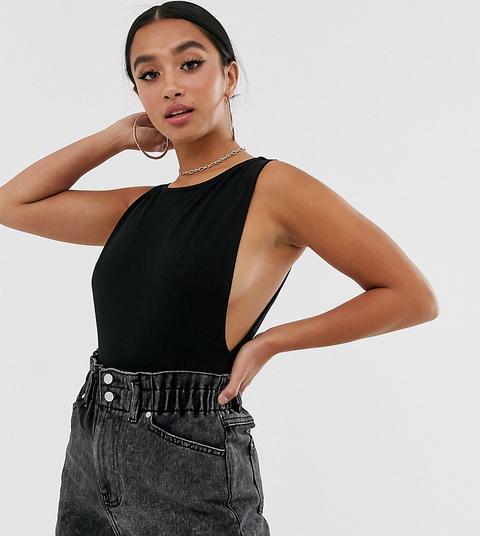 Body Con Sisas Caídas Y Cuello Subido En Negro De Asos Design Petite