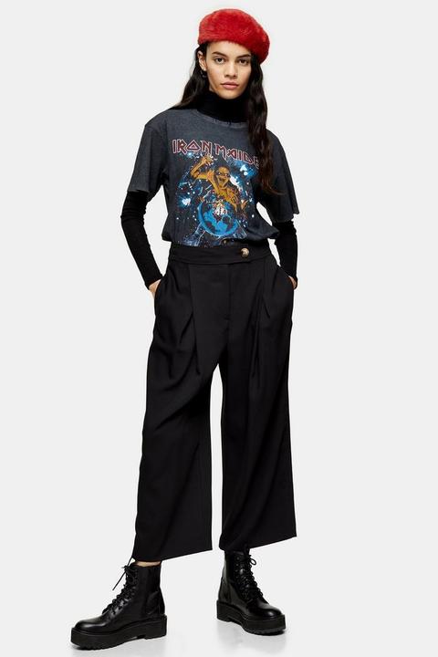 Black Crop Wide Leg Trousers