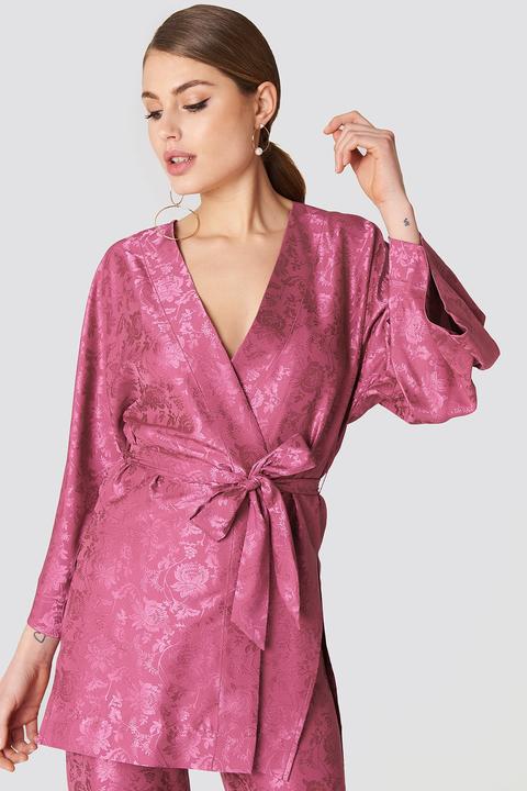 Na-kd Boho Flower Jacquard Kimono - Pink