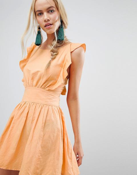 Free People - New Erwin - Kleid Mit Rüschenbesatz An Der Schulter - Gelb