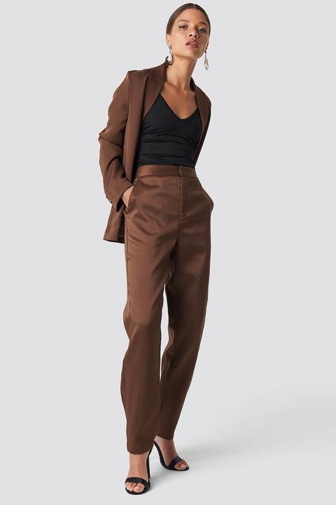 Fitted Suit Pants Brown