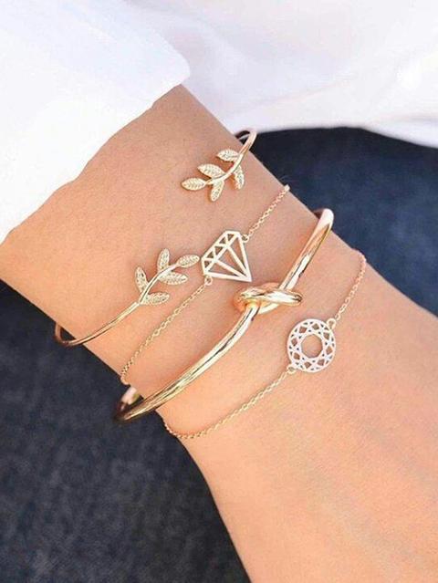 Twist & Leaf Design Set Bracciale 4 Pezzi