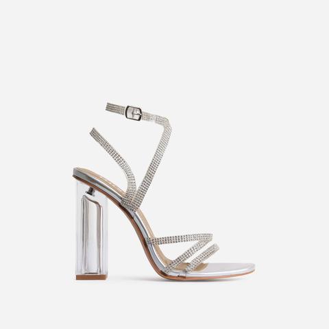 perspex silver heels