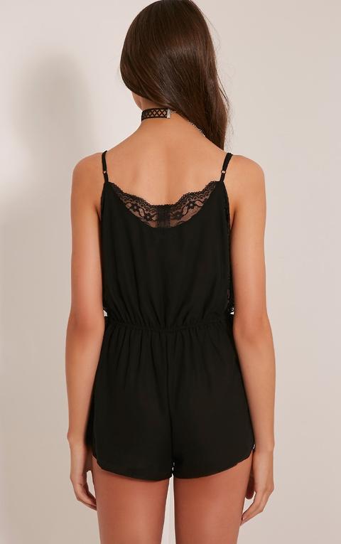 Shiela Black Lace Insert Playsuit