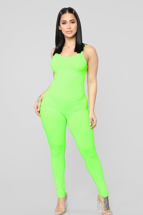 neon green jumpsuit