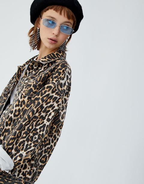 Jeansjacke Im Leoparden-look