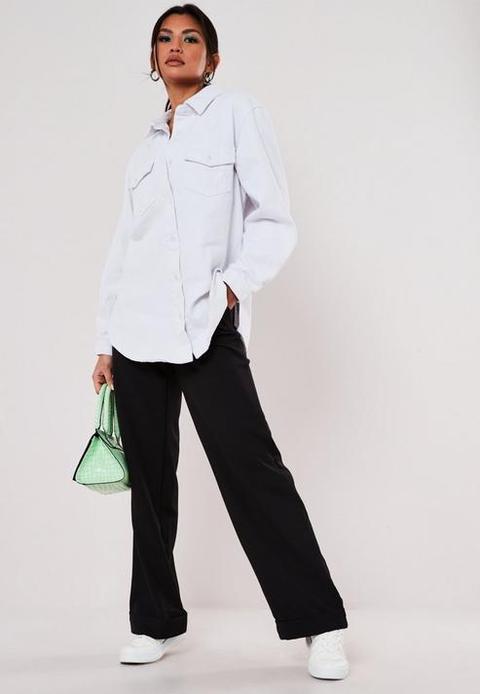 White Super Oversized Denim Shirt, White