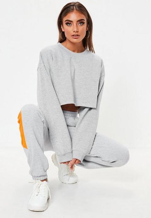 Grey Cropped Sweatshirt, Grey